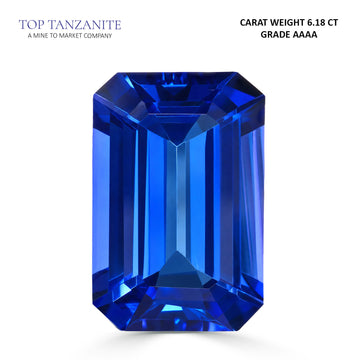 6.18ct Emerald Cut Certified AAAA Tanzanite Gemstone 13.12X8.70mm