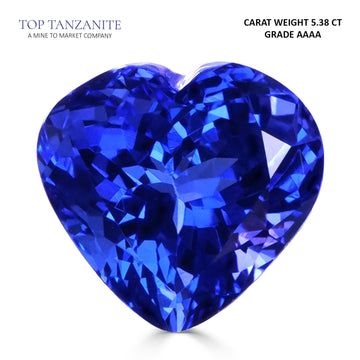 5.38ct Heart Certified AAAA Tanzanite Gemstone 10.70x10.00mm