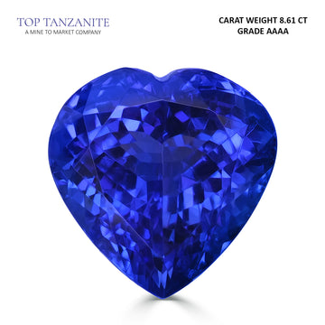 8.61ct Heart Certified AAAA Tanzanite Gemstone 13.12x12.91mm
