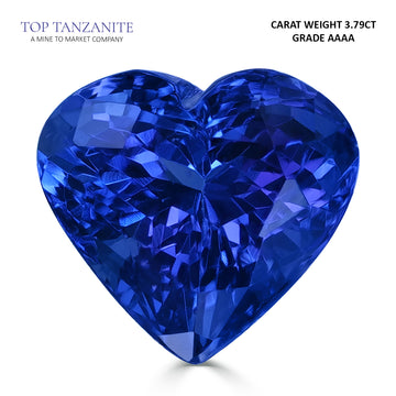 3.79ct Heart Certified AAAA Tanzanite Gemstone 9.20x10.20mm