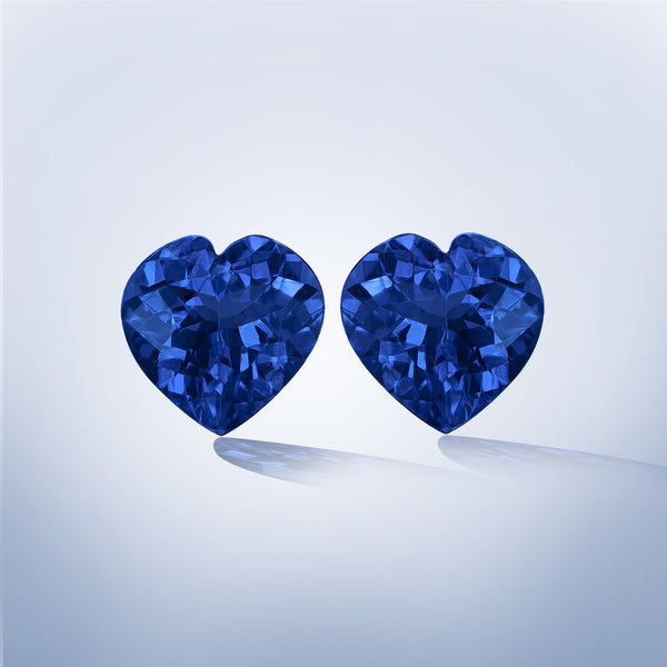 6.4cttw AAAA Matched Pair Heart Certified Tanzanite Gemstone 8.00x8.00mm