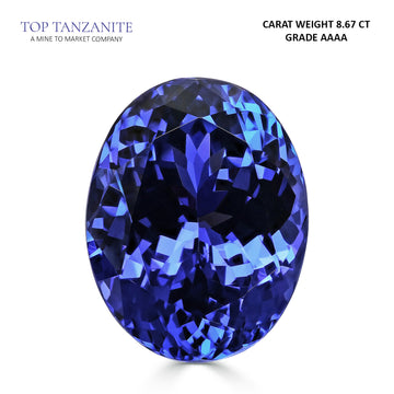 8.67ct Oval Certified AAAA Tanzanite Gemstone 14.02x11.16mm
