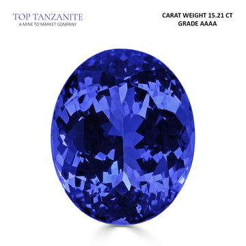 15.21ct Oval Certified AAAA Tanzanite Gemstone 16.83x13.91mm