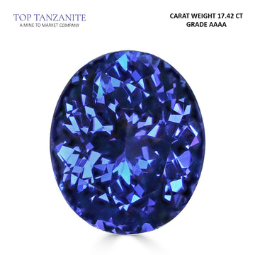 17.42ct Oval Certified AAAA Tanzanite Gemstone 17.93 x 15.16mm
