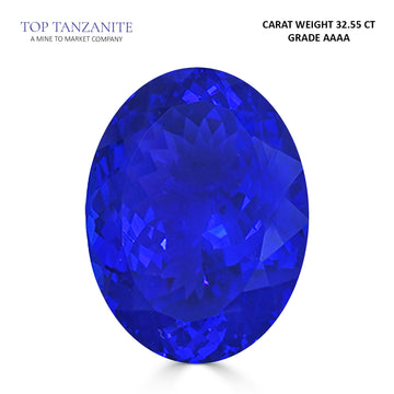 32.55 Oval Certified AAAA Tanzanite Gemstone 22.90x16.20mm