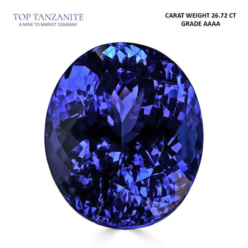 26.72ct Oval Certified AAAA Tanzanite Gemstone 20.17x16.5mm