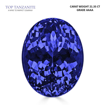 21.35ct Oval Certified AAAA Tanzanite Gemstone 19.28x14.82mm