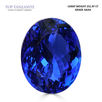 251.97ct Oval Certified AAAA Tanzanite Gemstone 35.00x44.00mm