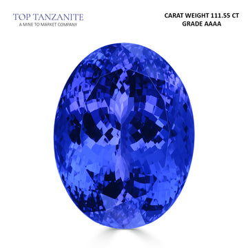 111.55ct Oval Certified AAAA Tanzanite Gemstone 24.50x32.00mm