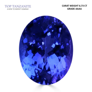 6.73ct Oval Certified AAAA Tanzanite Gemstone 13.00x10.20mm