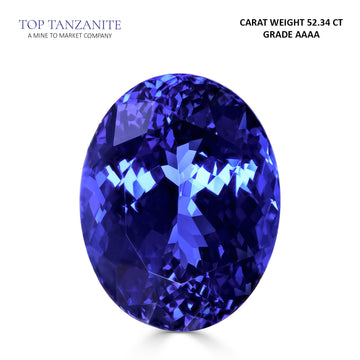 52.34ct Oval Certified AAAA Tanzanite Gemstone 25.00x19.75mm