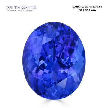 5.76ct Oval Certified AAAA Tanzanite Gemstone 11.94x9.68mm