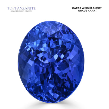 5.01ct Oval Certified AAAA Tanzanite Gemstone 10.89x8.89mm