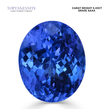 5.33ct Oval Certified AAAA Tanzanite Gemstone 11.40x9.49mm