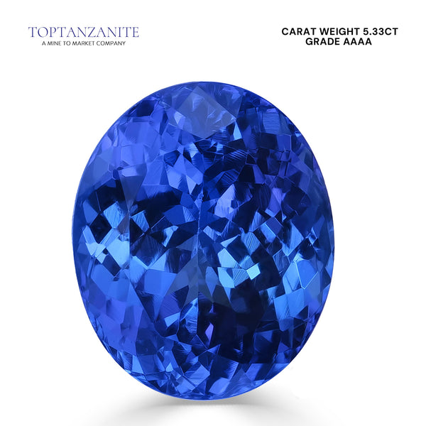 5.33ct Oval Certified AAAA Tanzanite Gemstone 11.40x9.49mm