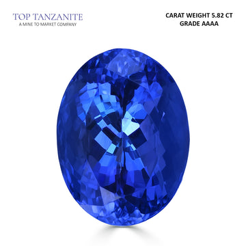 5.82ct Oval Certified AAAA Tanzanite Gemstone 11.75x8.90mm