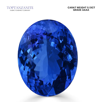 5.13ct Oval Certified AAAA Tanzanite Gemstone 12.10x9.49mm