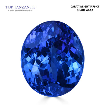 5.79ct Oval Certified AAAA Tanzanite Gemstone 10.80x9.06mm