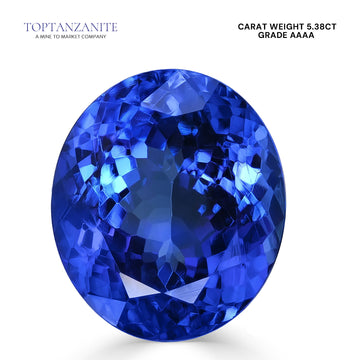 5.38ct Oval Certified AAAA Tanzanite Gemstone 11.38x9.76mm