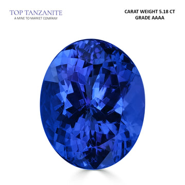 5.18ct Oval Certified AAAA Tanzanite Gemstone 11.76x9.54mm