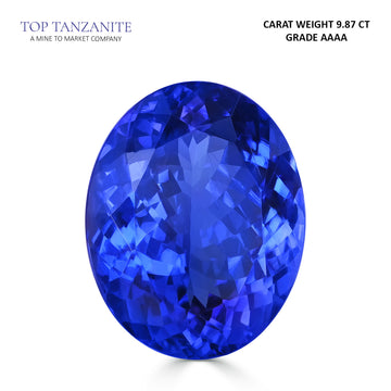 9.87ct Oval Certified AAAA Tanzanite Gemstone 15.40x12.23mm
