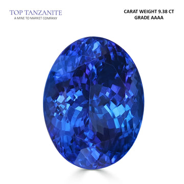 9.38ct Oval Certified AAAA Tanzanite Gemstone 14.21x10.85mm