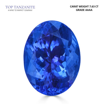 7.63ct Oval Certified AAAA Tanzanite Gemstone 15.20x11.53mm