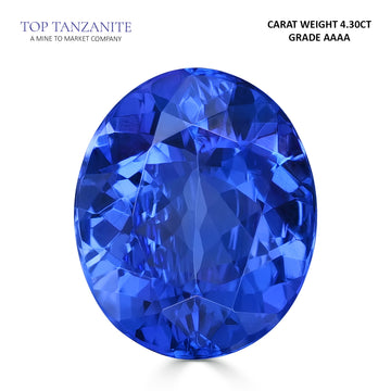 4.30ct Oval Certified AAAA Tanzanite Gemstone 11.80x9.90mm