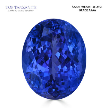 16.24ct Oval Certified AAAA Tanzanite Gemstone 16.40x13.00mm
