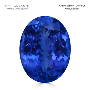 14.55ct Oval Certified AAAA Tanzanite Gemstone 17.90x13.70mm