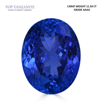 11.50ct Oval Certified AAAA Tanzanite Gemstone 15.20x11.80mm