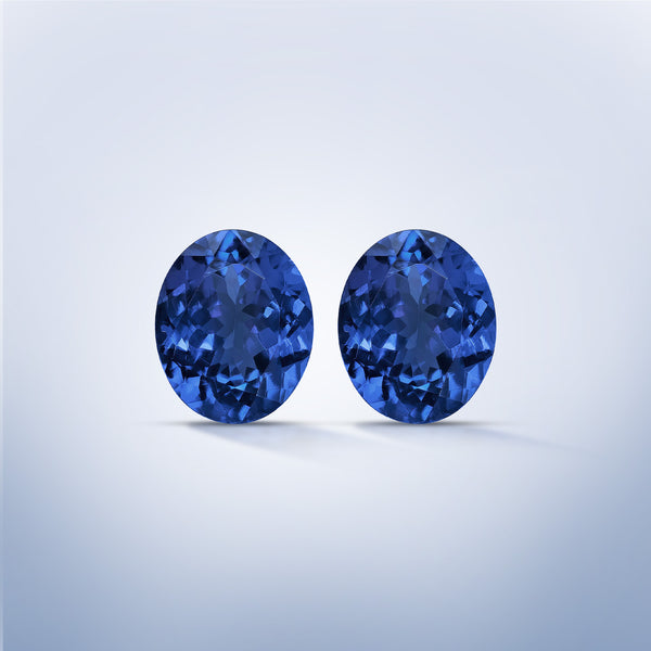 12.14cttw AAAA Matched Pair Oval Certified Tanzanite Gemstone 10.00x8.00mm