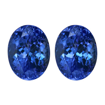 16.88cttw AAAA Matched Pair Oval Certified Tanzanite Gemstone 10.50x8.10mm