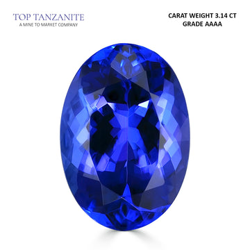 3.14ct AAAA Oval Tanzanite Gemstone 11.05x7.64mm