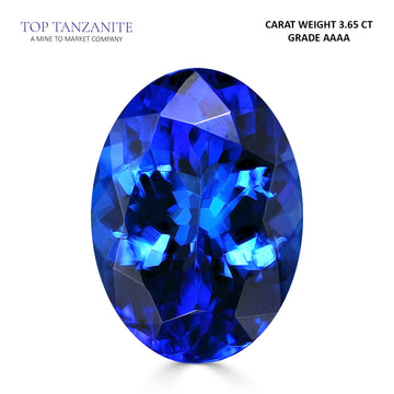 3.65ct AAAA Oval Tanzanite Gemstone 10.69x8.63mm