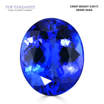 4.09ct AAAA Oval Tanzanite Gemstone 11.01x9.06mm
