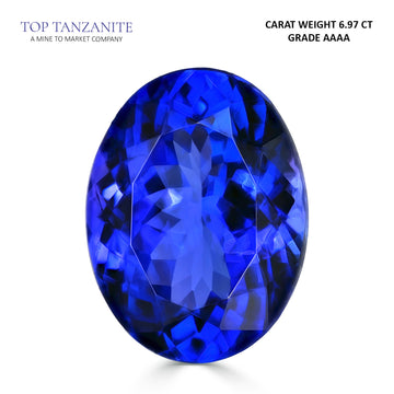 6.97ct AAAA Oval Tanzanite Gemstone 13.76x10.37mm