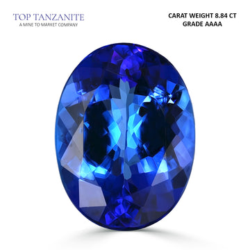 8.84ct AAAA Oval Tanzanite Gemstone 15.45x11.58mm