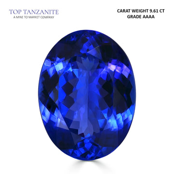 9.61ct Oval Certified AAAA Tanzanite Gemstone 15.77x11.86mm