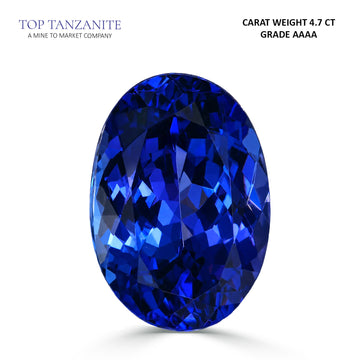 4.7ct Oval Certified AAAA Tanzanite Gemstone 12.46X8.70mm