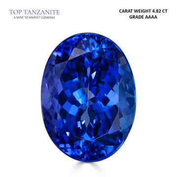 4.82ct Oval Certified AAAA Tanzanite Gemstone 12.06X8.89mm