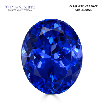 4.29ct Oval Certified AAAA Tanzanite Gemstone 11.04X9.06mm