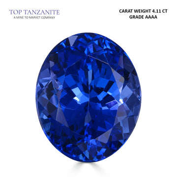 4.11ct Oval Certified AAAA Tanzanite Gemstone 11.13X9.10mm