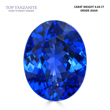 4.44ct Oval Certified AAAA Tanzanite Gemstone 11.99X9.45mm