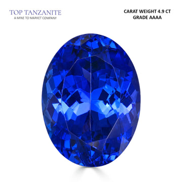 4.9ct Oval Certified AAAA Tanzanite Gemstone 11.90X8.85mm