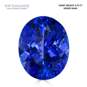 3.73ct Oval Certified AAAA Tanzanite Gemstone 11.08X8.85mm
