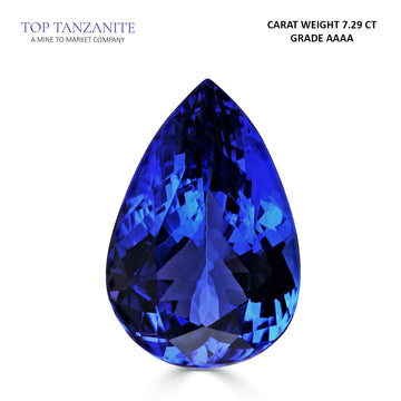 7.29ct Pear Certified AAAA Tanzanite Gemstone 16.03x10.72mm