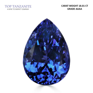 18.01ct Pear Certified AAAA Tanzanite Gemstone 19.06x13.47mm