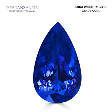 21.53ct Pear Shape AAAA Tanzanite Gemstone 25.00x15.06mm