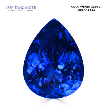 26.96ct Pear Shape AAAA Tanzanite Gemstone 21.32x16.24mm